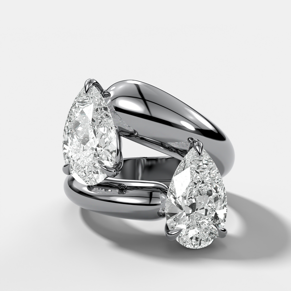 Double Wrap Engagement Ring with Pear Cut Diamonds 6CTW