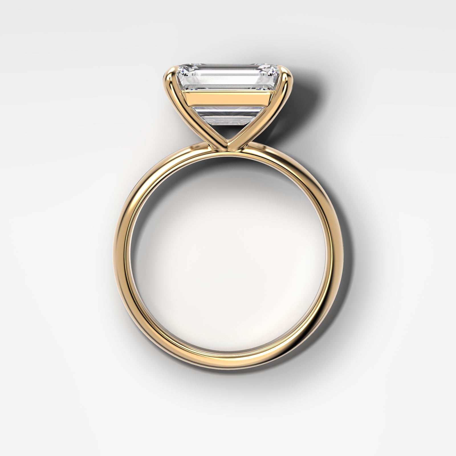 Crescent Solitaire With Emerald Cut (East West) by Good Stone in Yellow Gold