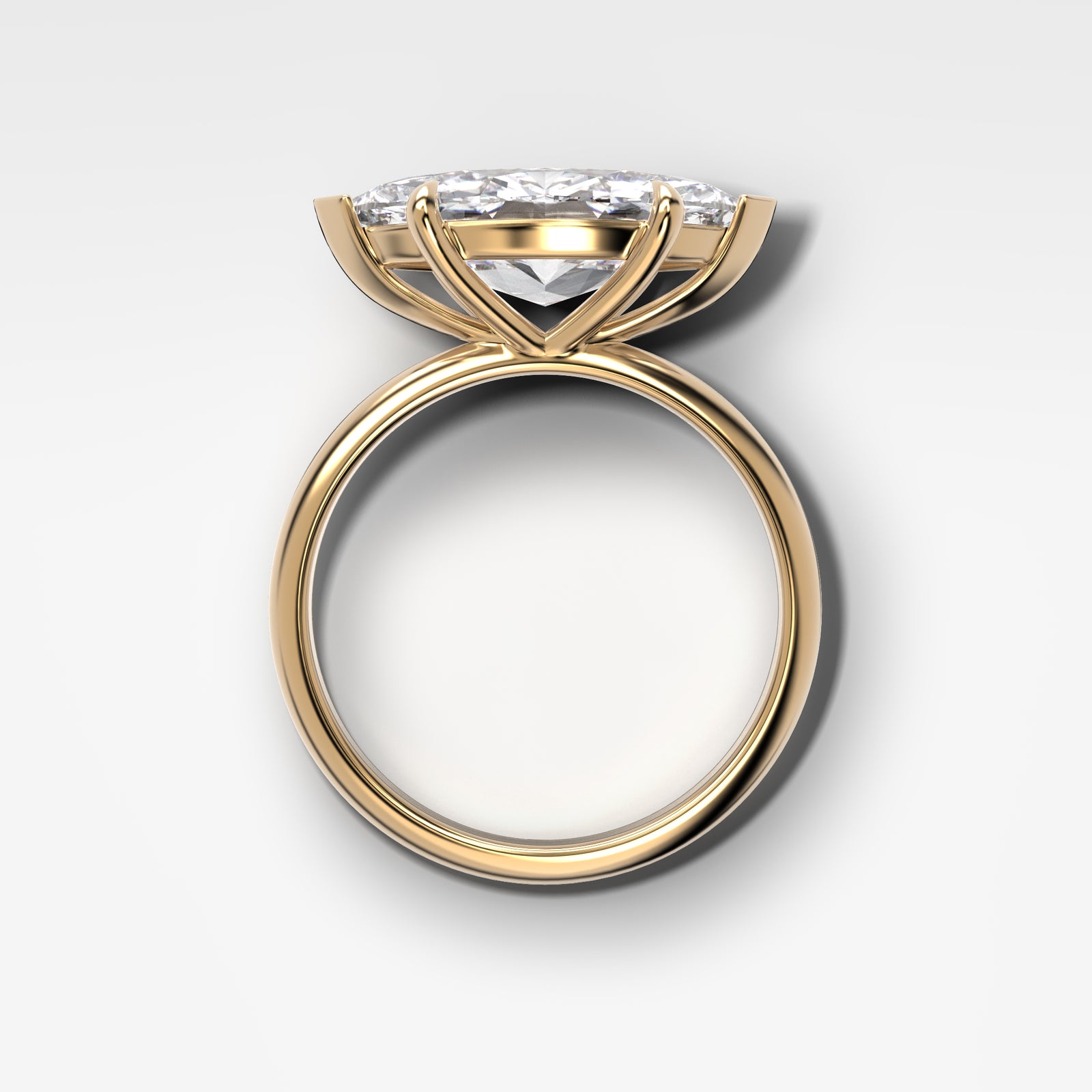 Crescent Solitaire With Marquise Cut by Good Stone in Yellow Gold
