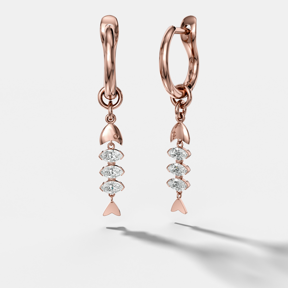 Pisces Earrings with Marquise Cut Diamonds