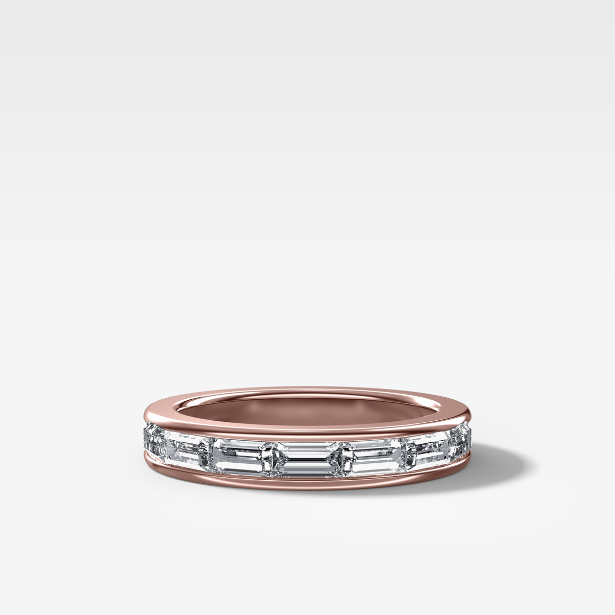 East West Channel Set Baguette Wedding Band