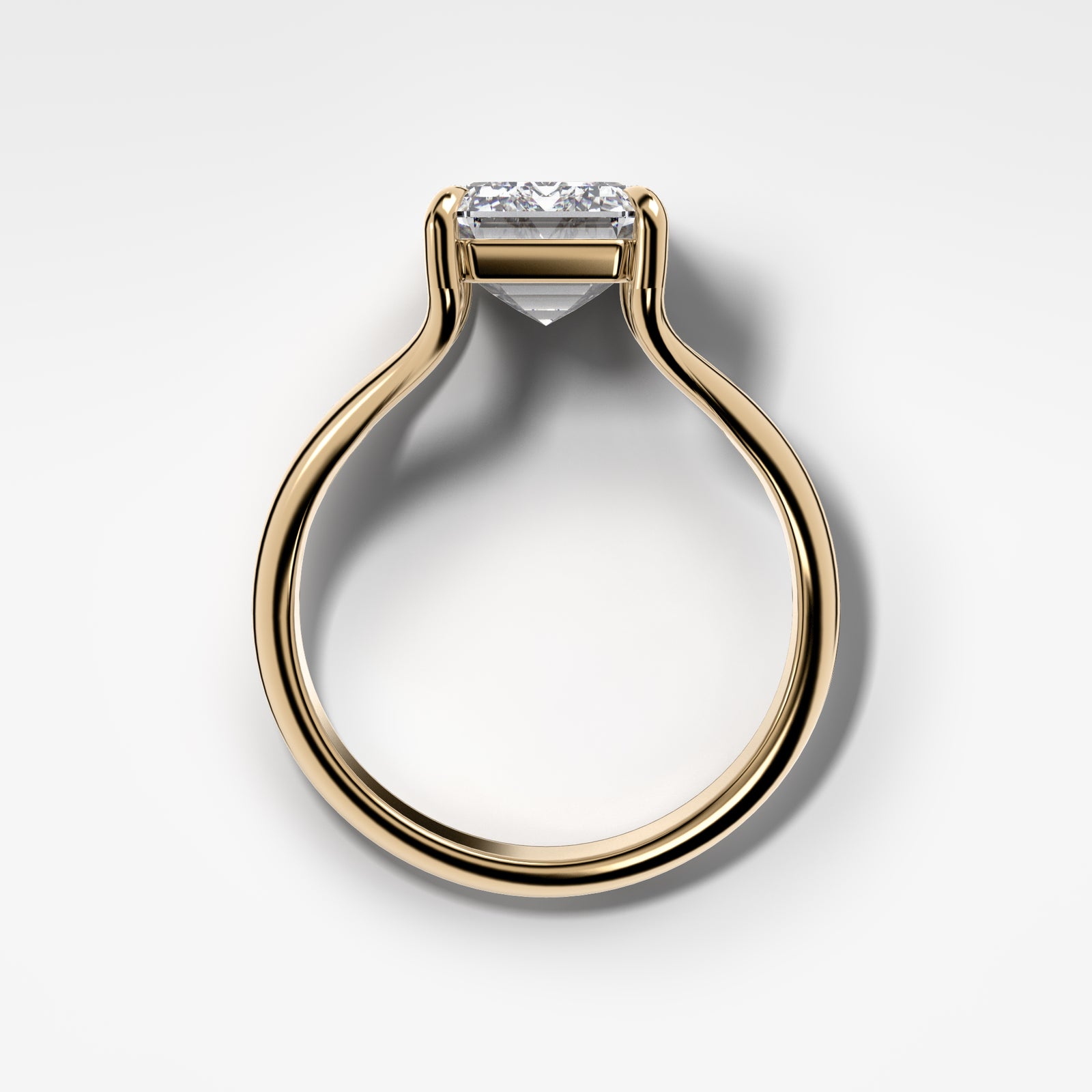 Split Shank Solitare with Emerald Cut Engagement Good Stone Inc Yellow Gold 14k 