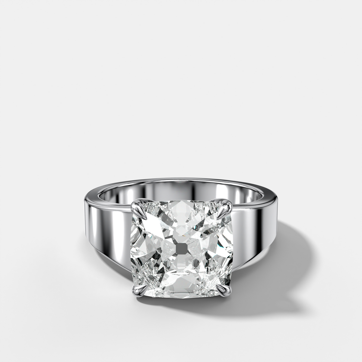 Finest Tapered Engagement Ring With Old Mine Cut Diamond
