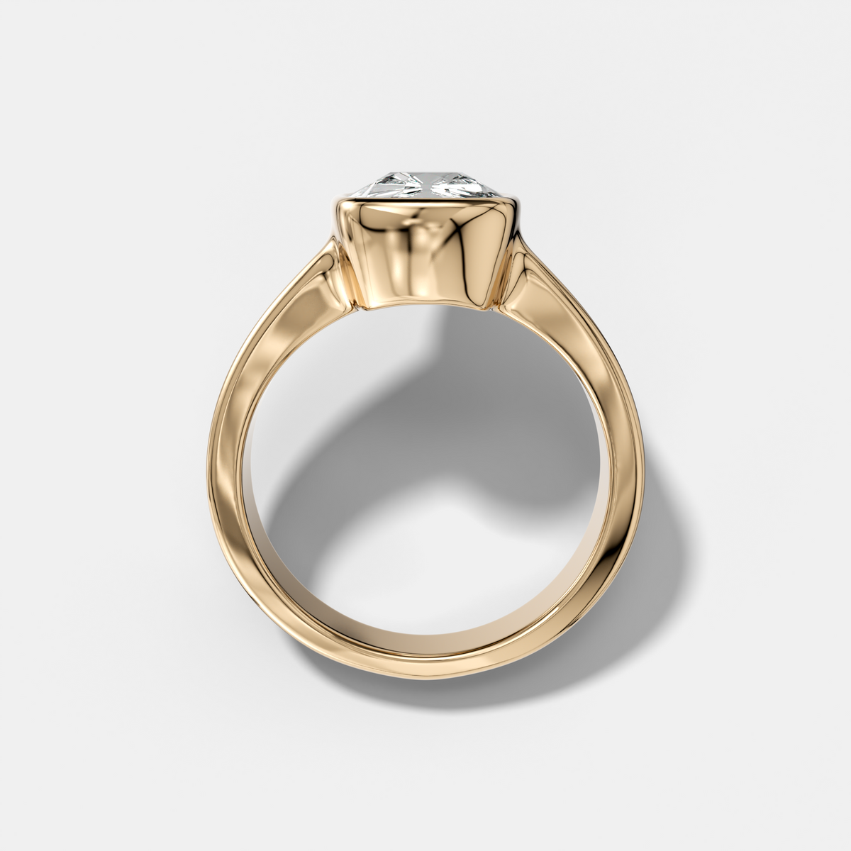 Finest Tapered Bezel Set Engagement Ring With Old Mine Cut Diamond