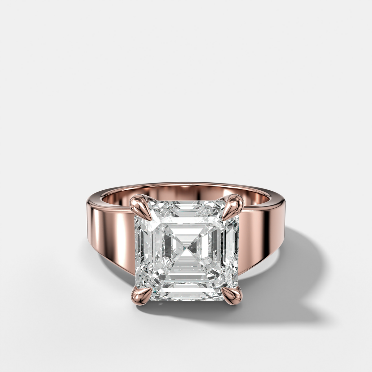 Finest Tapered Engagement Ring With Asscher Cut Diamond