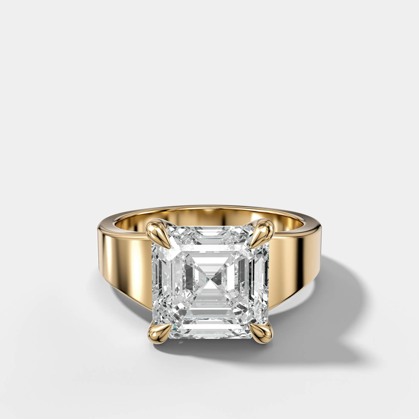 Finest Tapered Engagement Ring With Asscher Cut Diamond