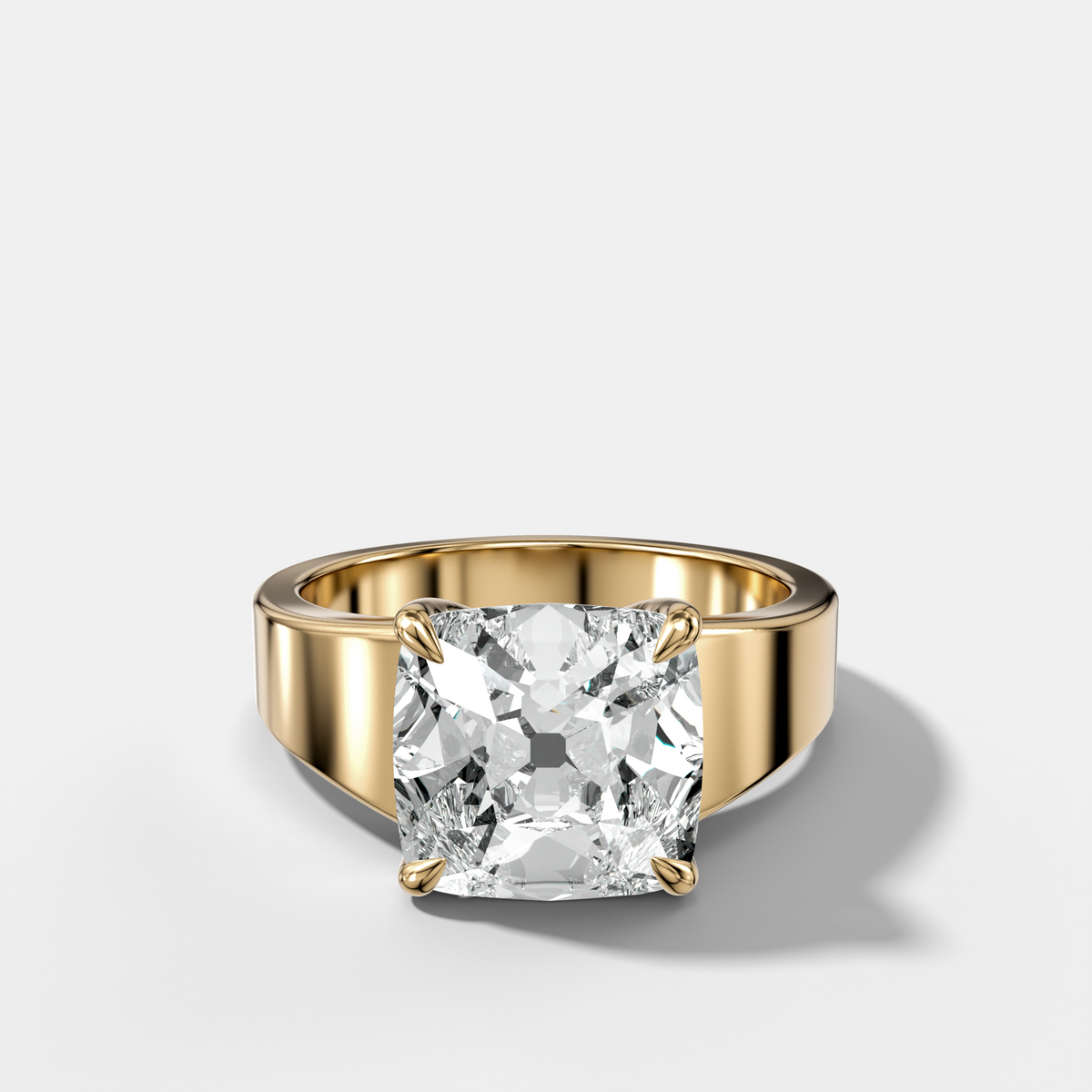 Finest Tapered Engagement Ring With Old Mine Cut Diamond