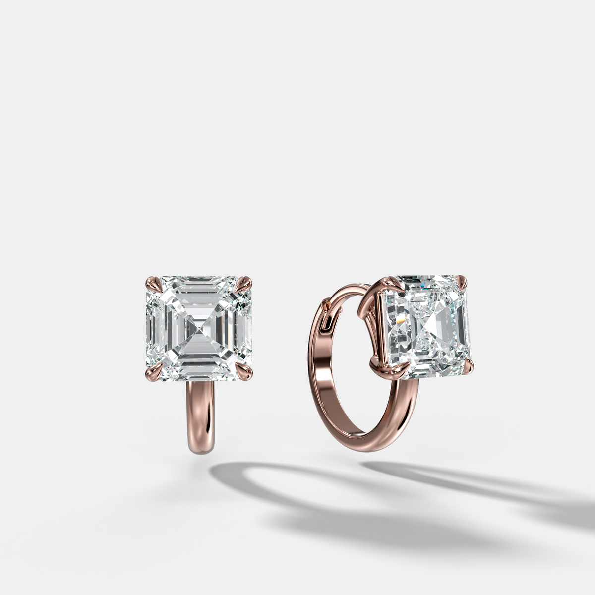 Floating Huggie with Asscher Cut Diamonds