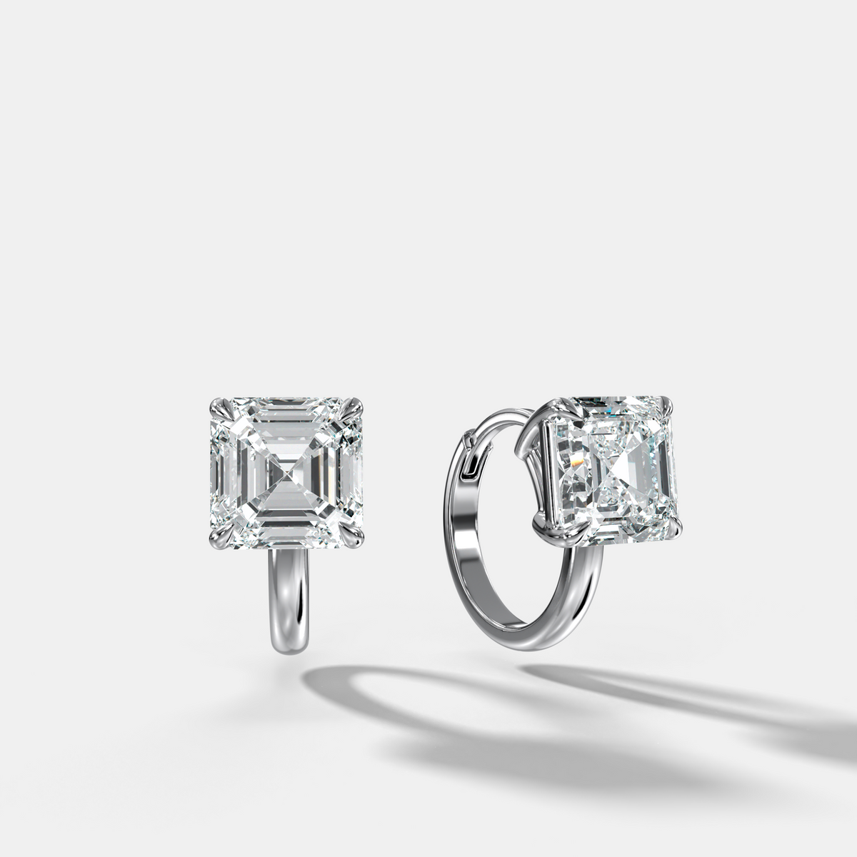 Floating Huggie with Asscher Cut Diamonds