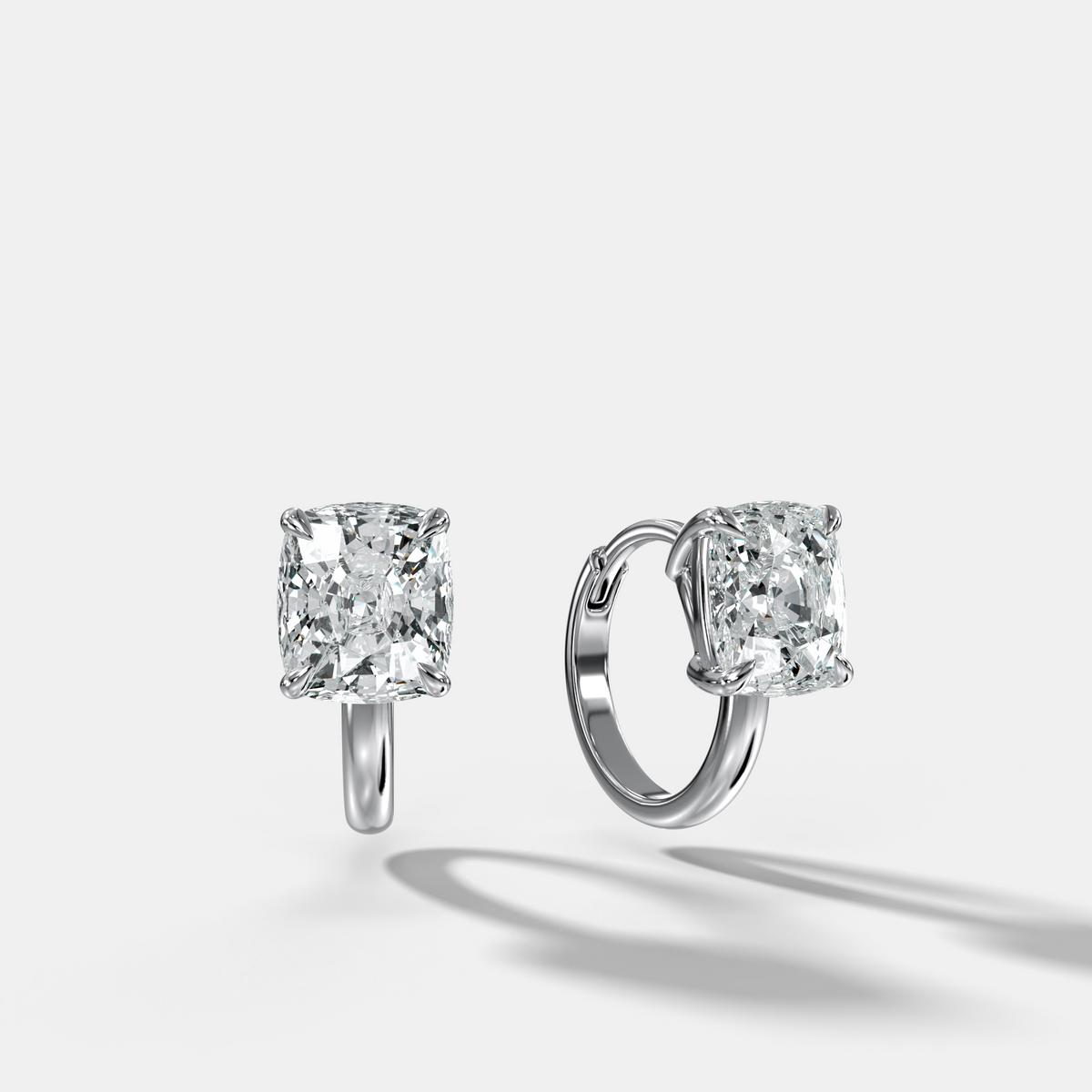 Floating Huggie with Cushion Cut Diamonds