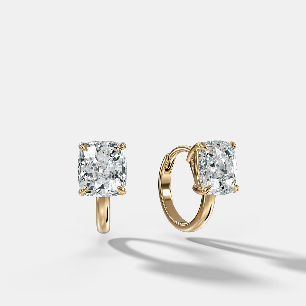 Floating Huggie with Cushion Cut Diamonds