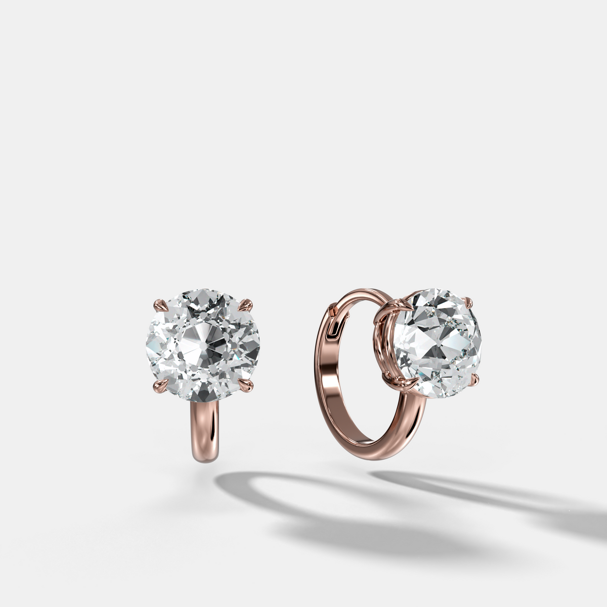 Floating Huggie with Old Euro Cut Diamonds
