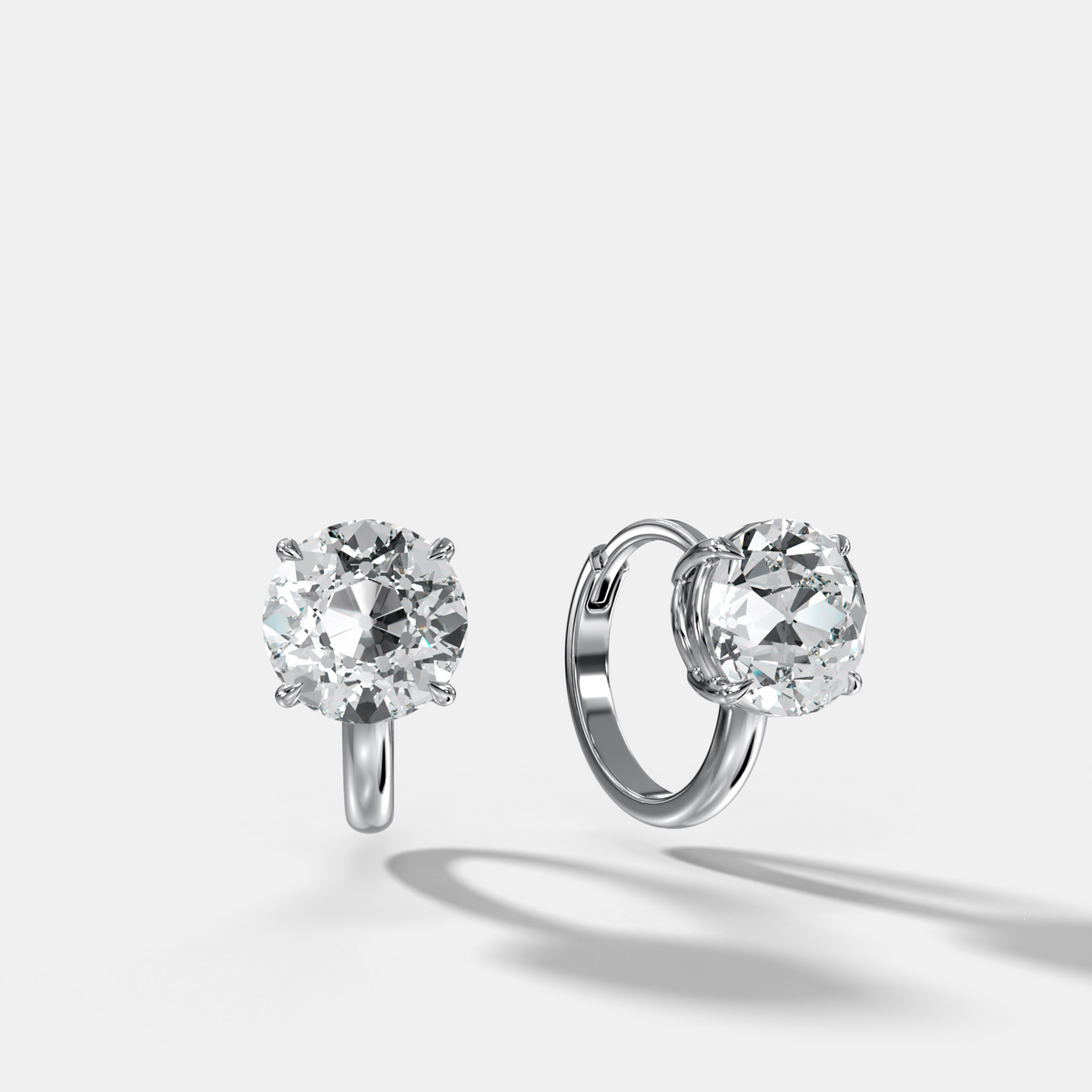 Floating Huggie with Old Euro Cut Diamonds