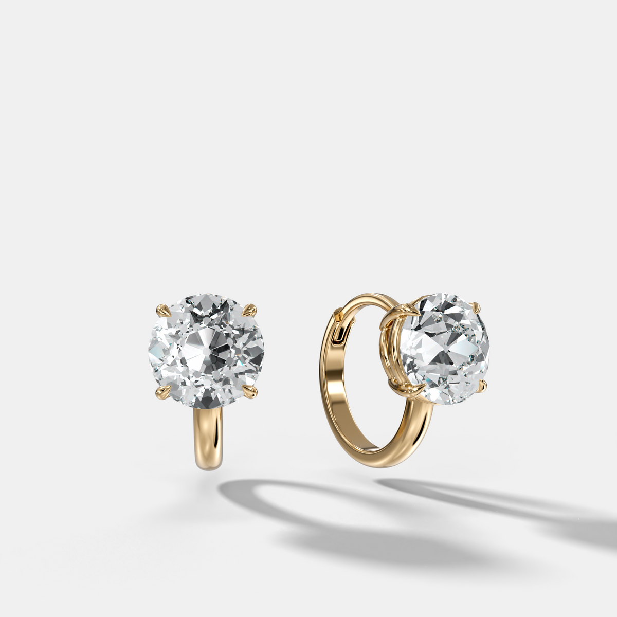 Floating Huggie with Old Euro Cut Diamonds