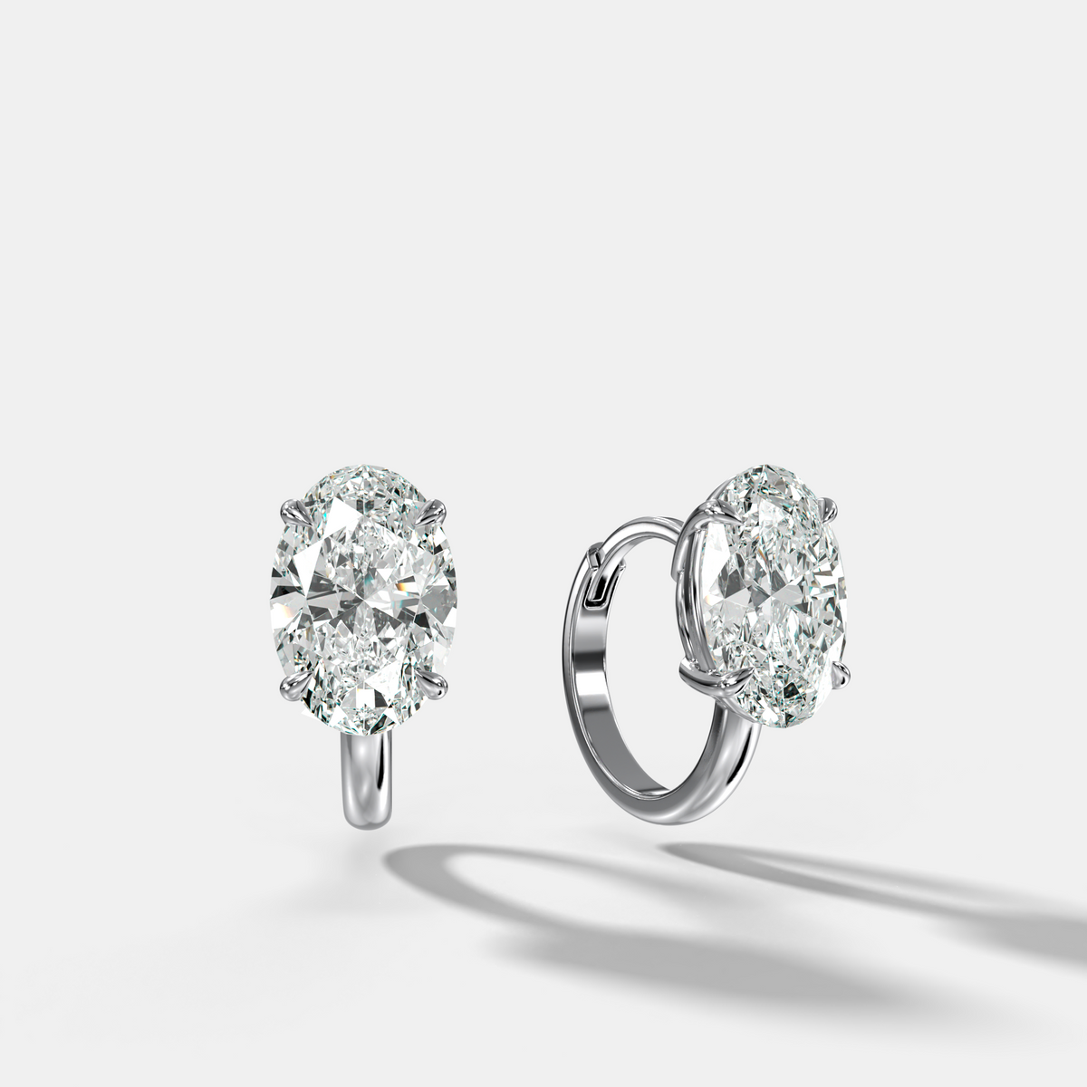 Floating Huggie with Oval Cut Diamonds