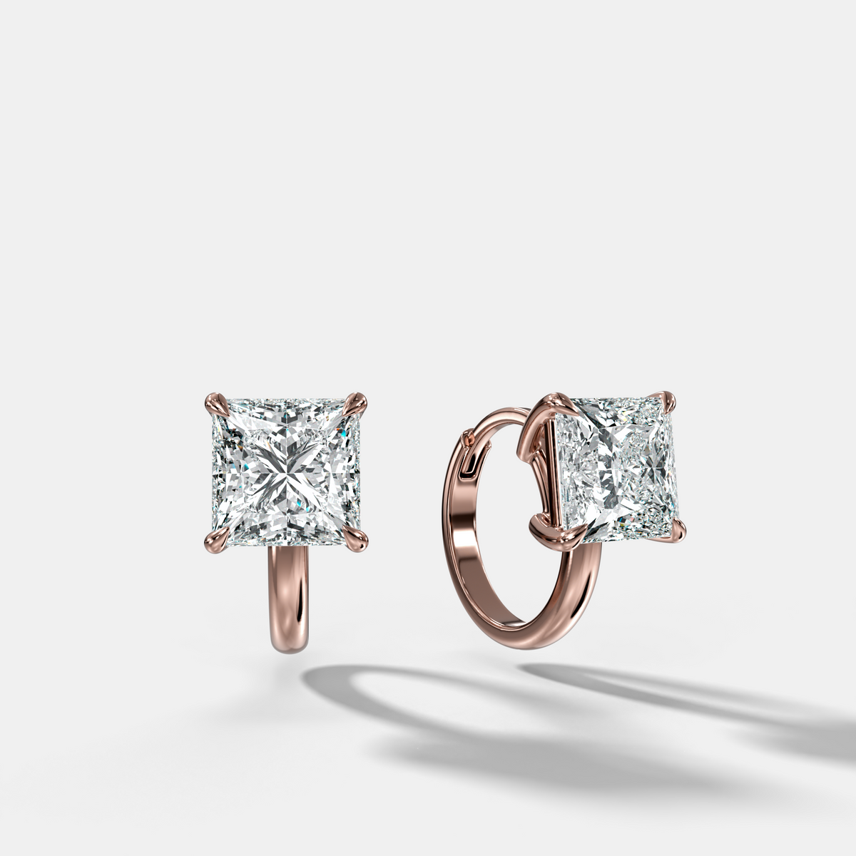 Floating Huggie with Princess Cut Diamonds
