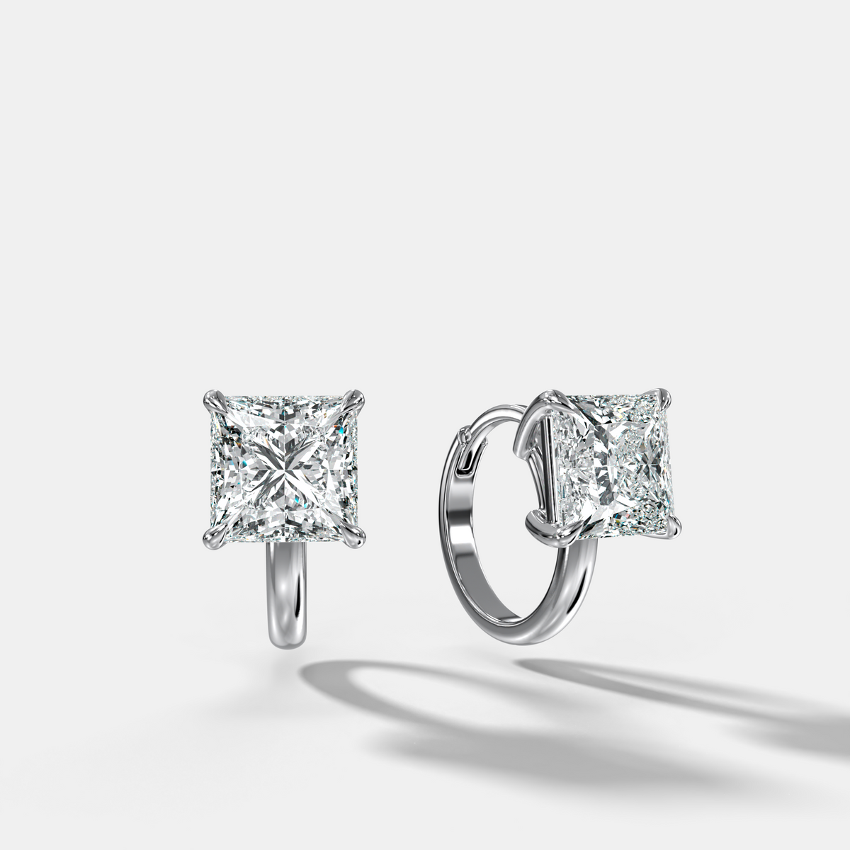 Floating Huggie with Princess Cut Diamonds