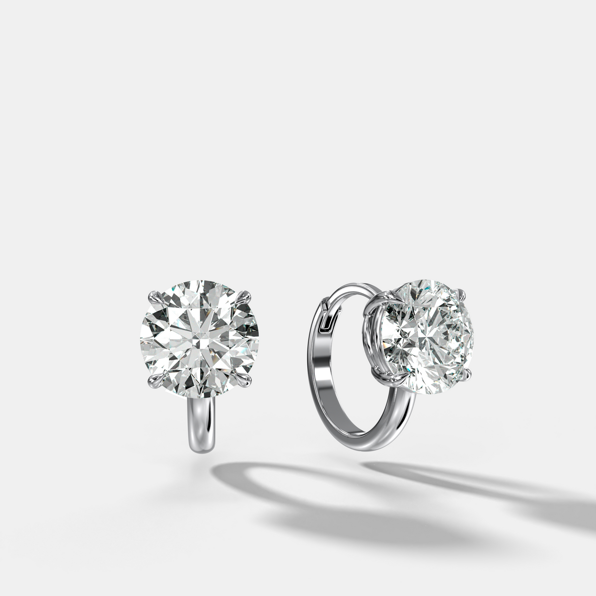 Floating Huggie with Round Cut Diamonds