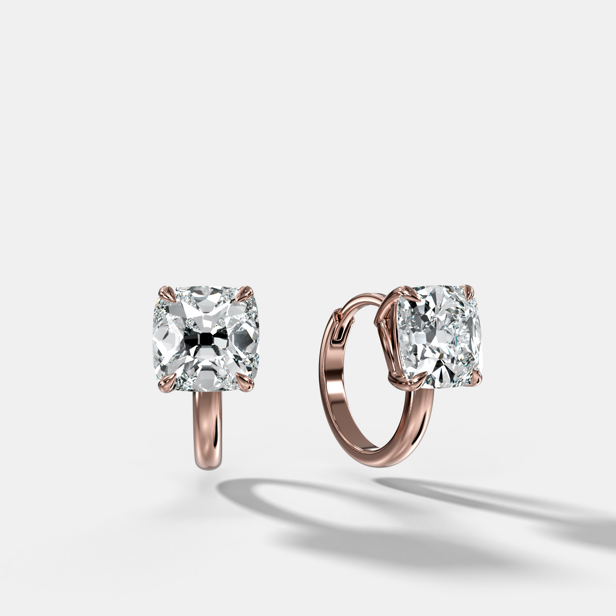 Floating Huggie with Old Mine Cut Diamonds