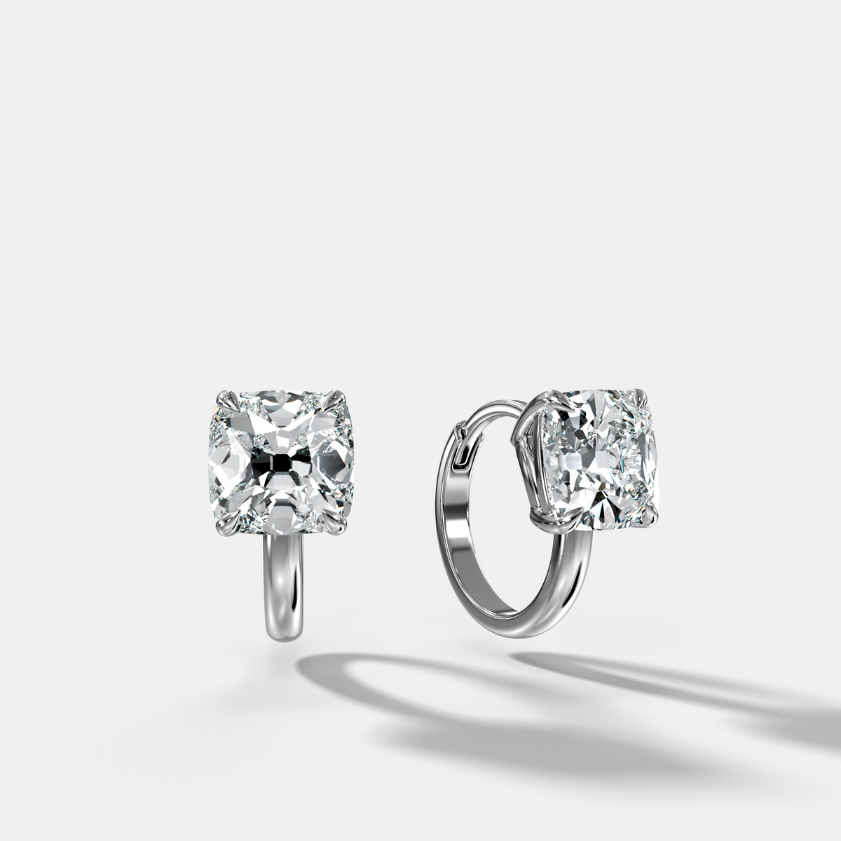 Floating Huggie with Old Mine Cut Diamonds