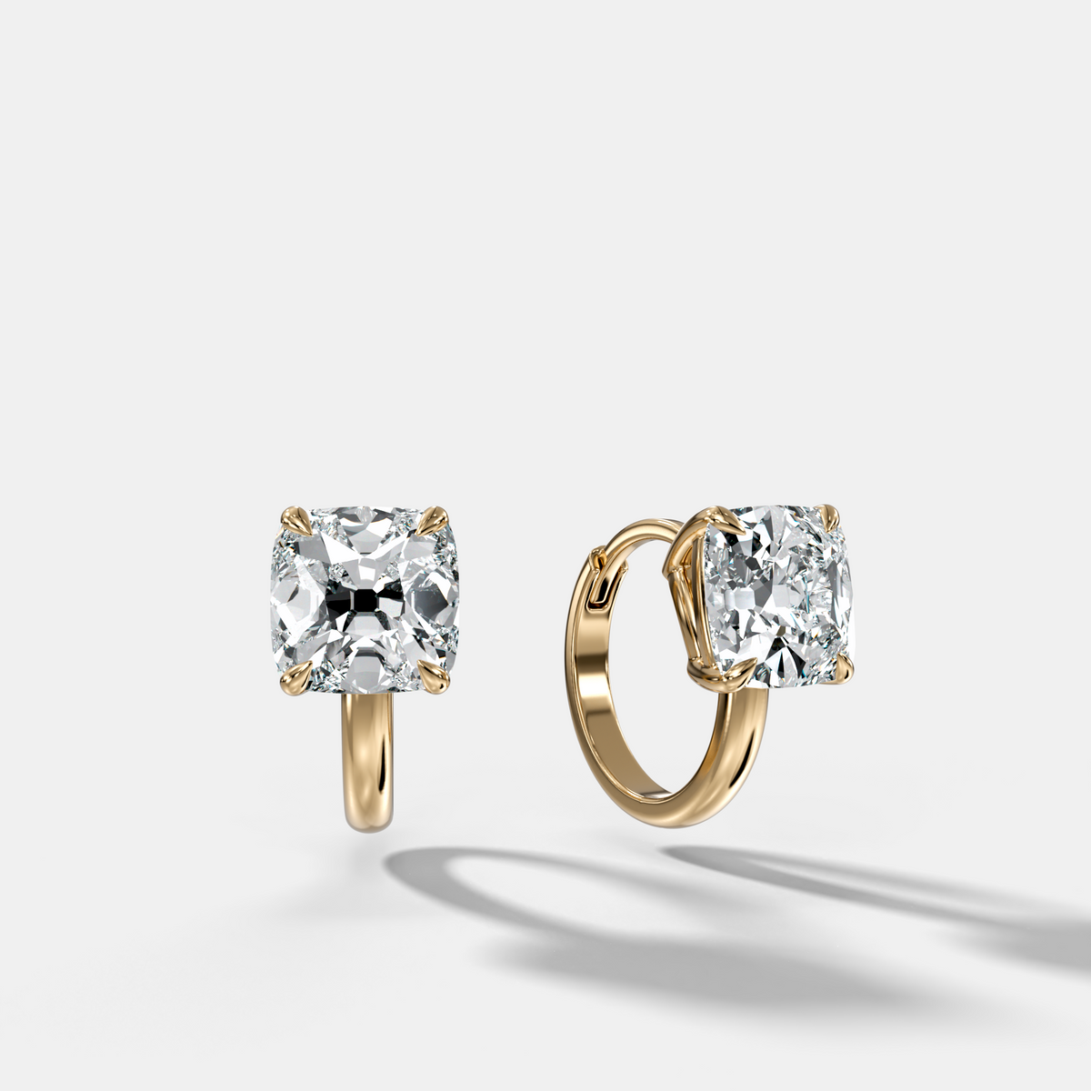 Floating Huggie with Old Mine Cut Diamonds