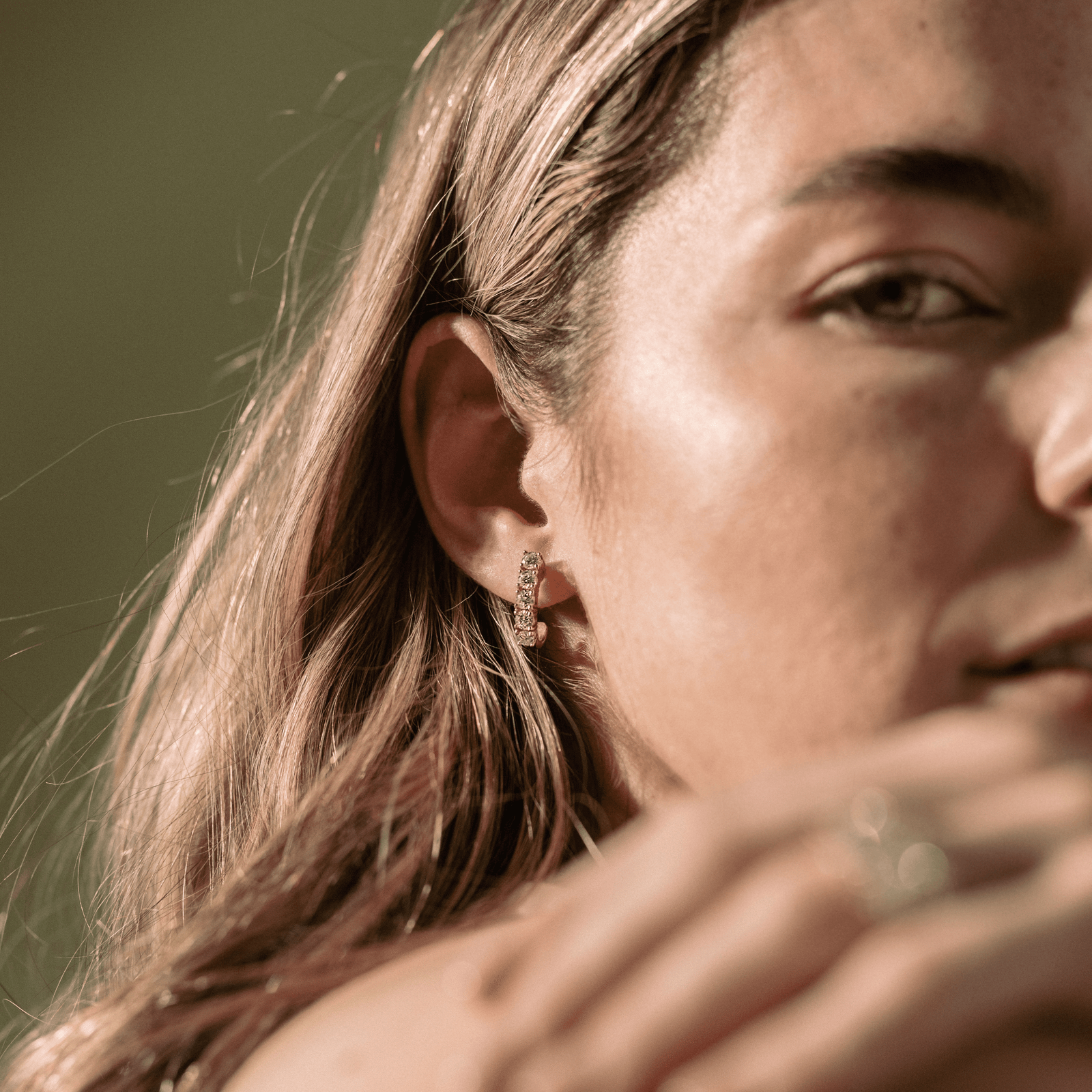 Five Stone J-Shaped Earring in White Gold by Good Stone