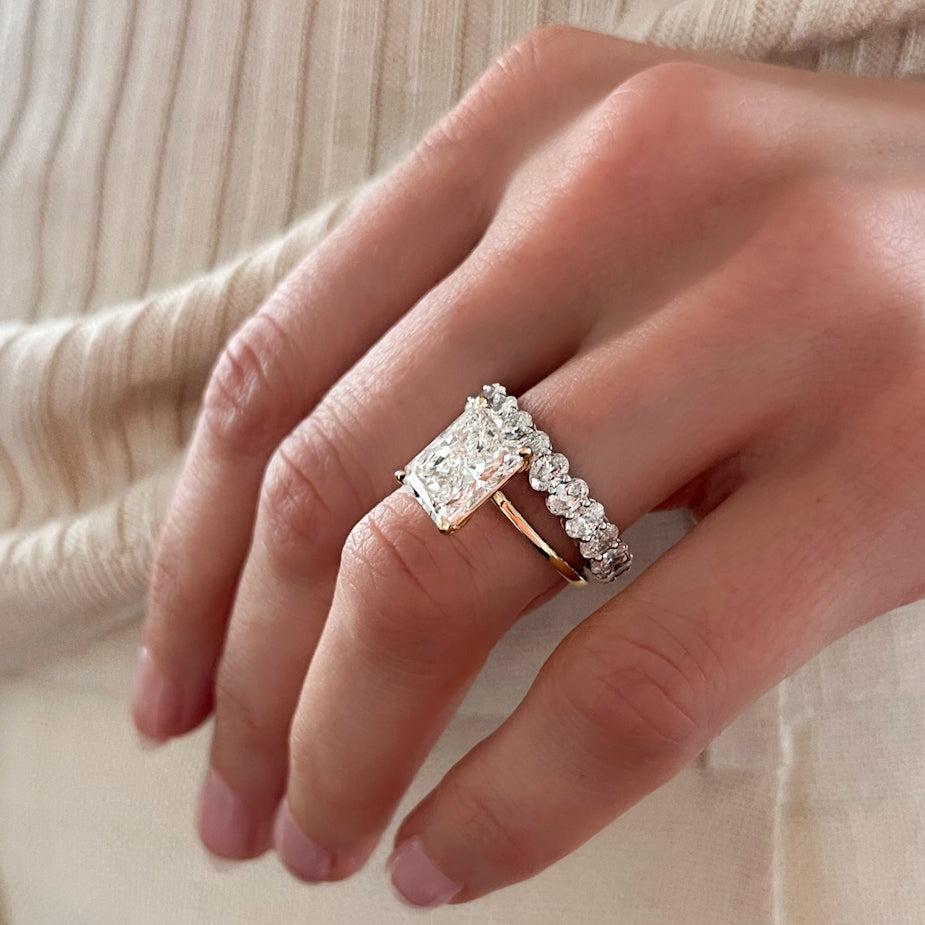 Thin + Simple Solitaire Engagement Ring  With Elongated Radiant Cut Diamond