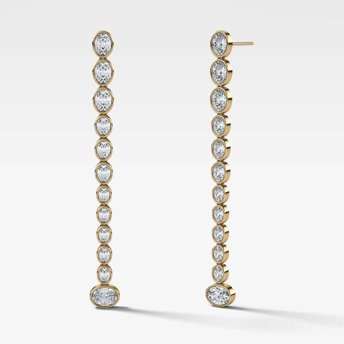 Bezel Oval Diamond Drop Earrings