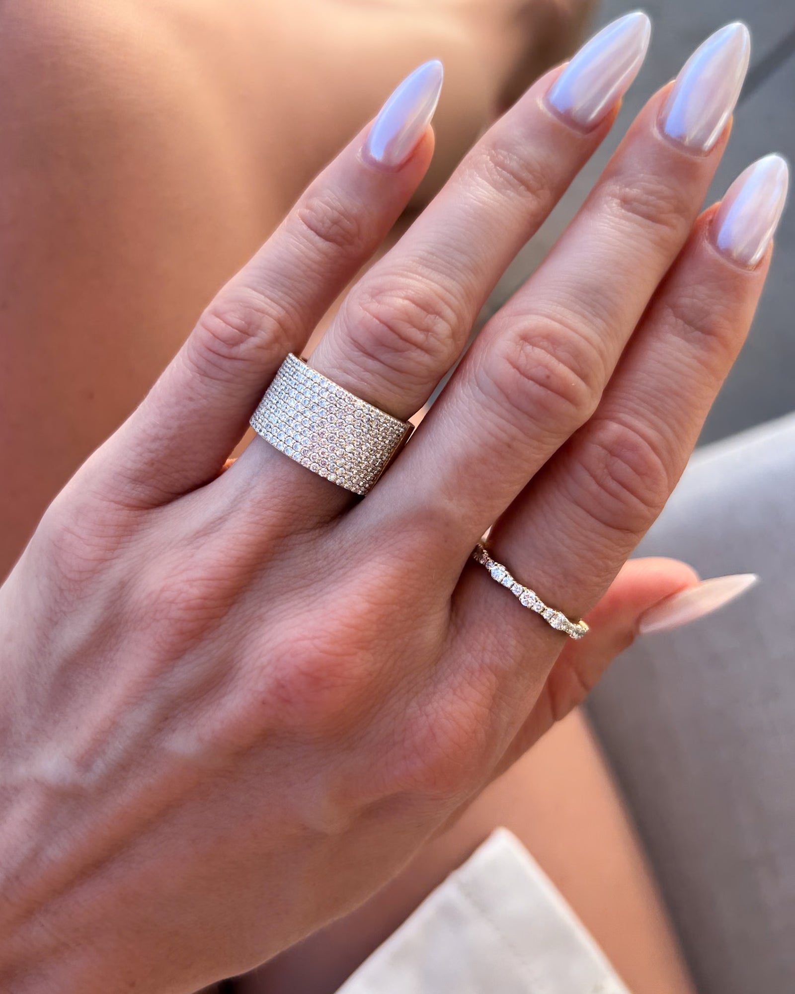 Pavé Cigar Band (10mm) Band Good Stone Inc Yellow Gold 14k Natural