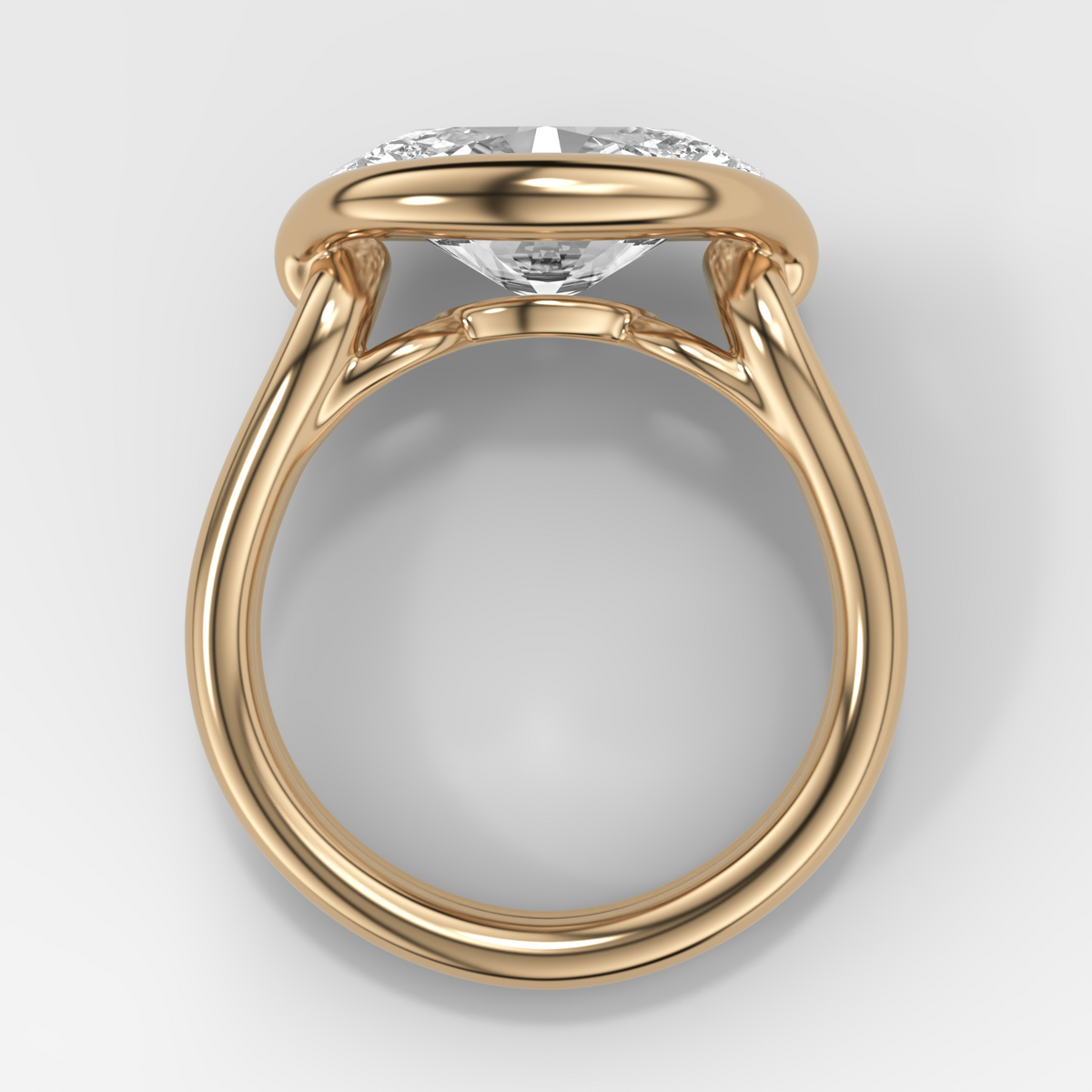 Dual Lasso Engagement Ring with East West Oval Cut Diamond