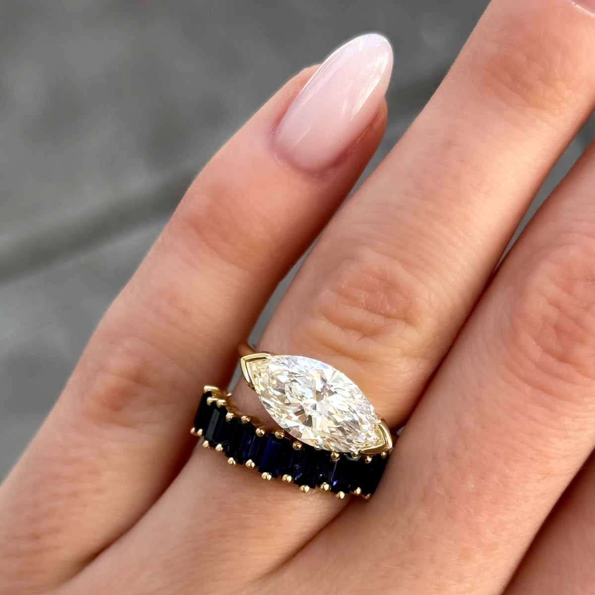 Blue Sapphire Baguette Wedding Band Good Stone GoodStone