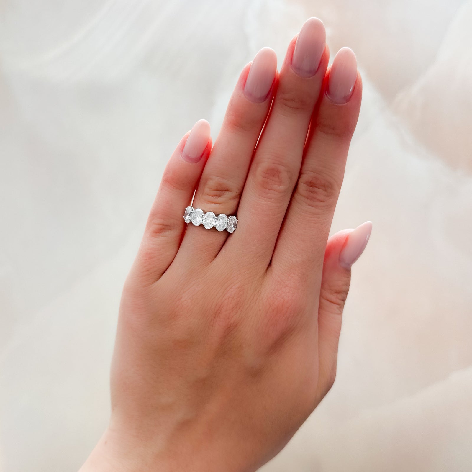 Five Stone Shared Prong Diamond Band With Oval Cuts (2.50ctw) Band Good Stone Inc 