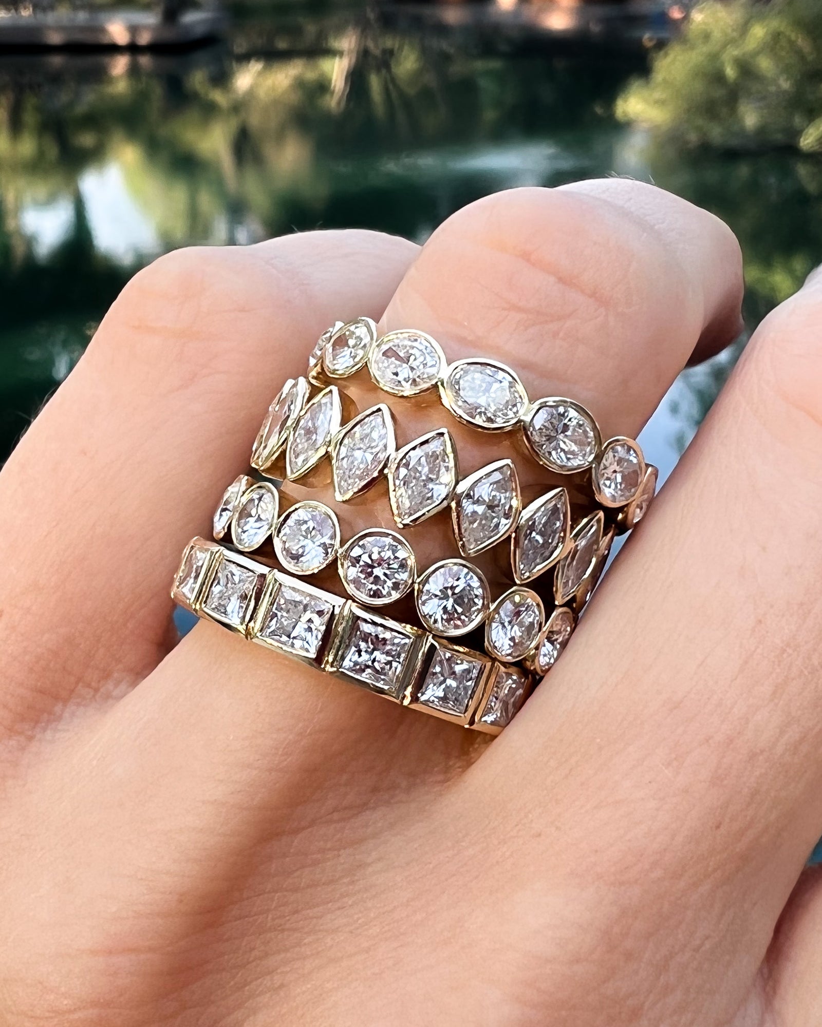 Bezel set wedding band 