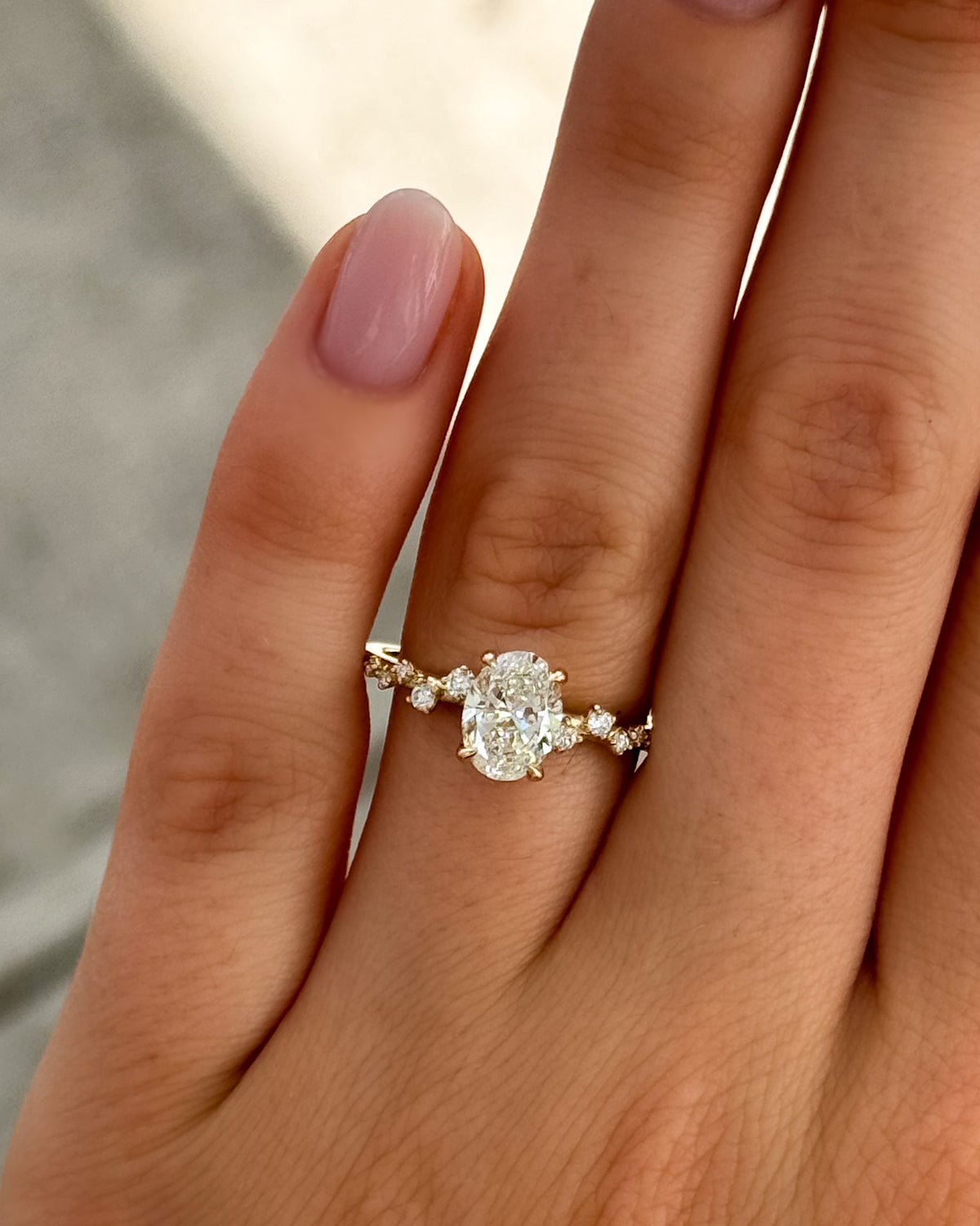 Starfire Engagement Ring with Oval Cut Diamond