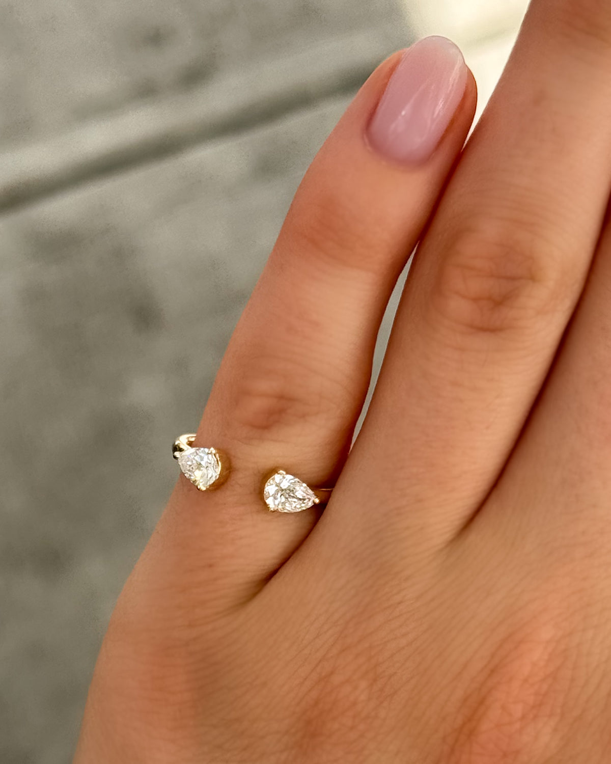 Twin Pear Diamond Finger Cuff