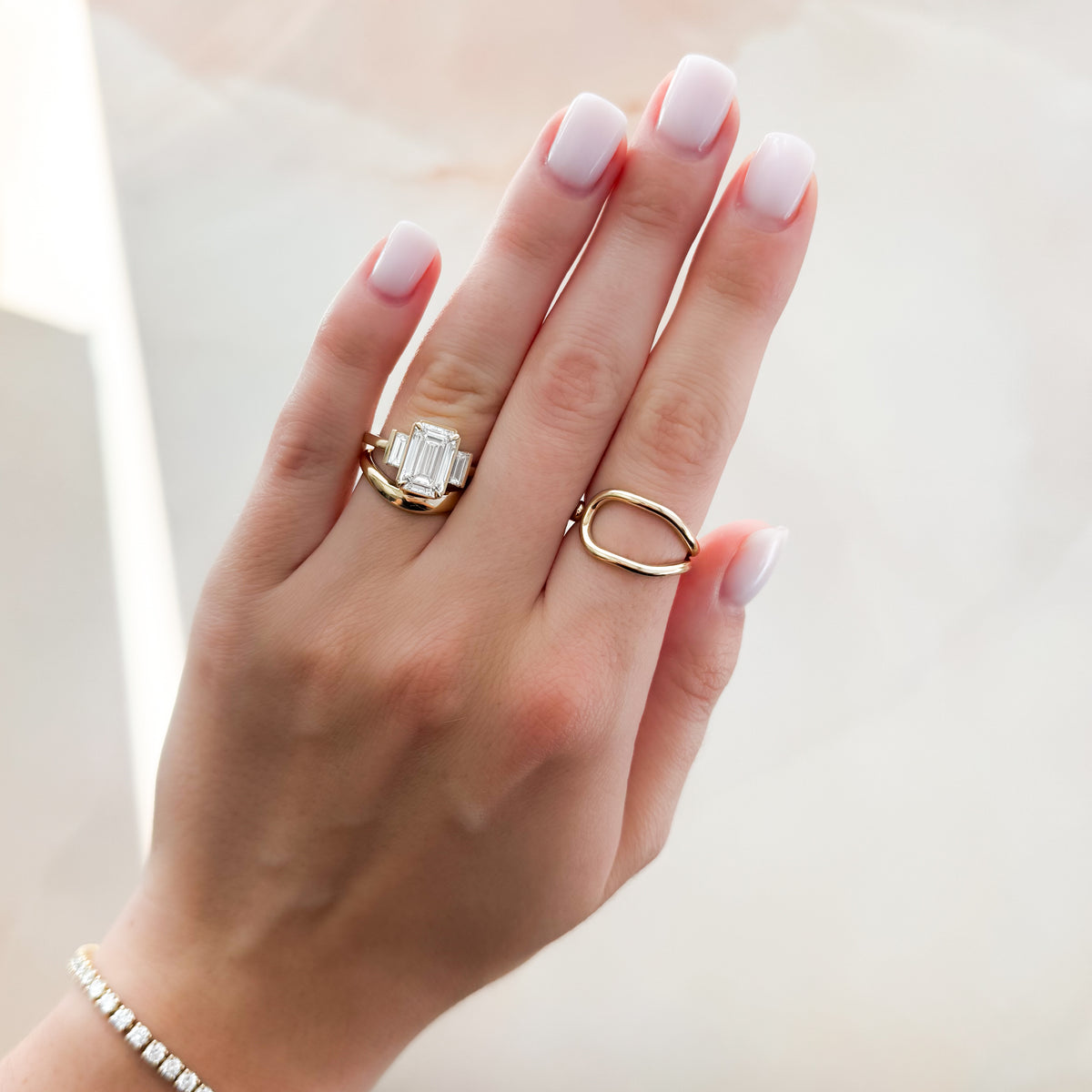 Side Stones Three Baguette Wedding Band Oval With Baguette Side