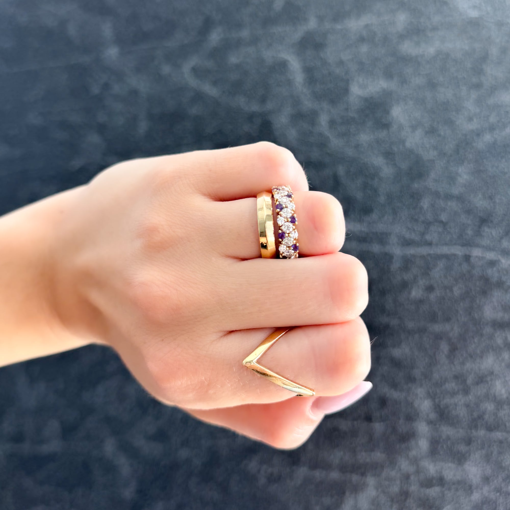 Chevron Band by Good Stone in Yellow Gold