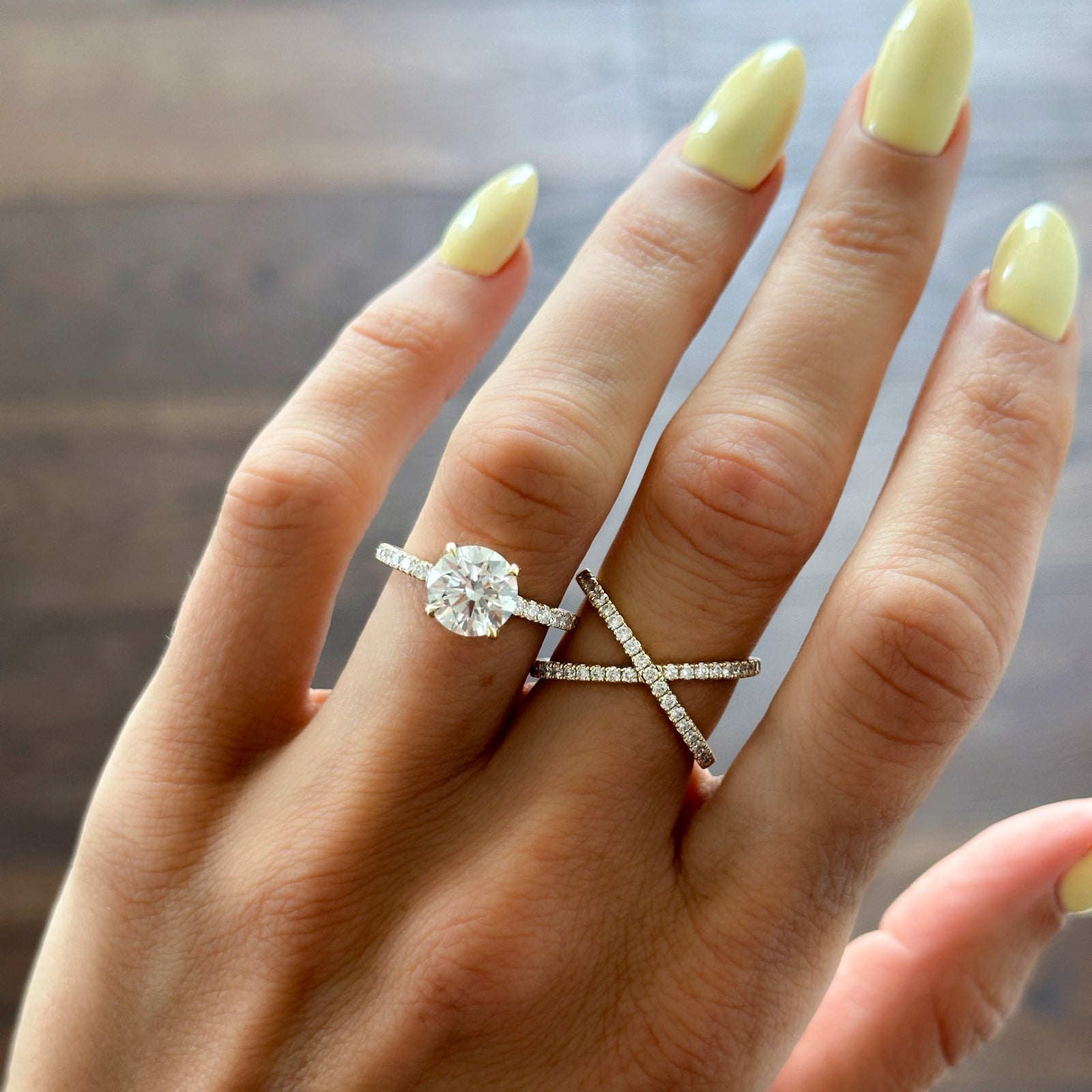 Pavé X Diamond band Band Good Stone Inc Yellow Gold 14k Natural