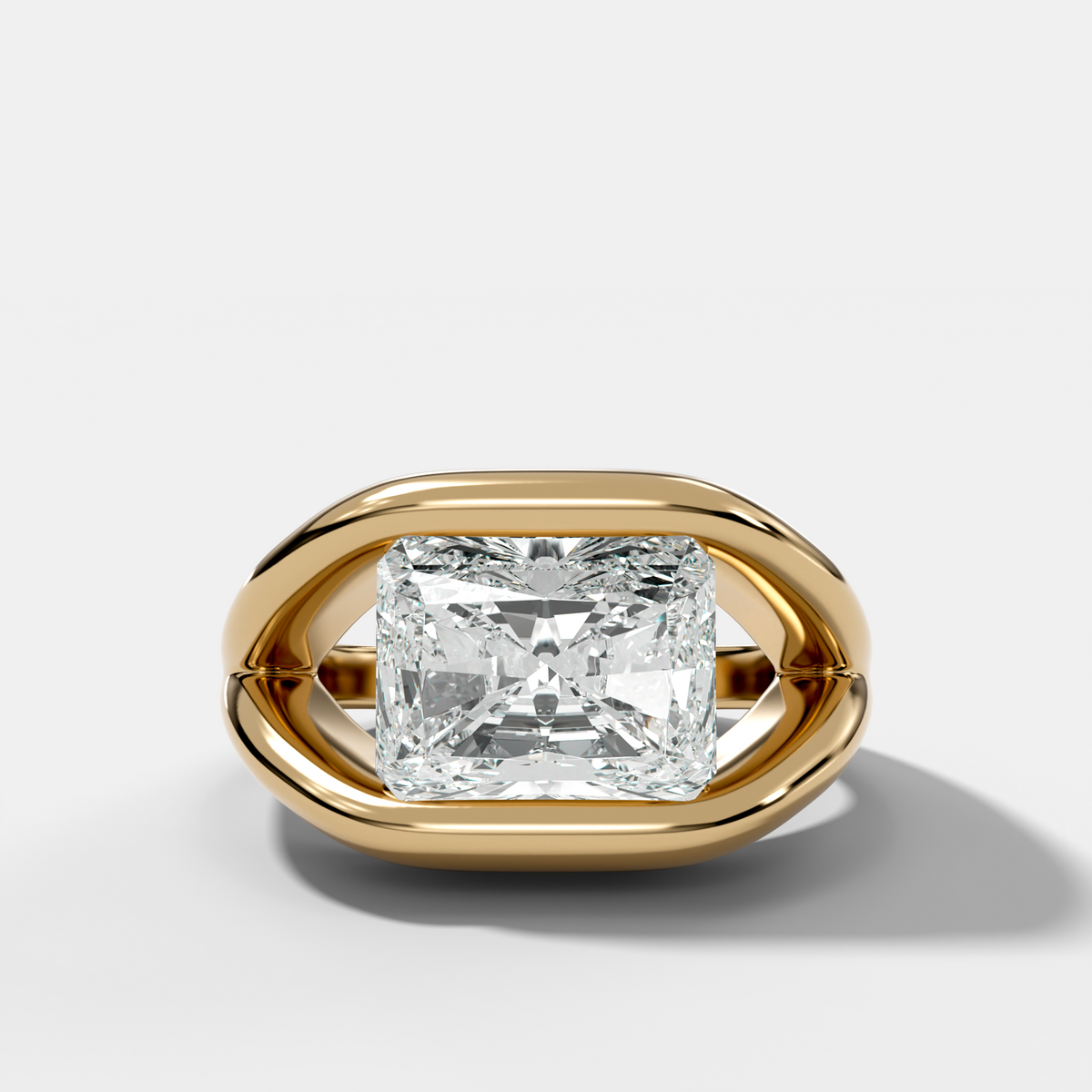 Iris Engagement Ring With East West Radiant Cut Diamond
