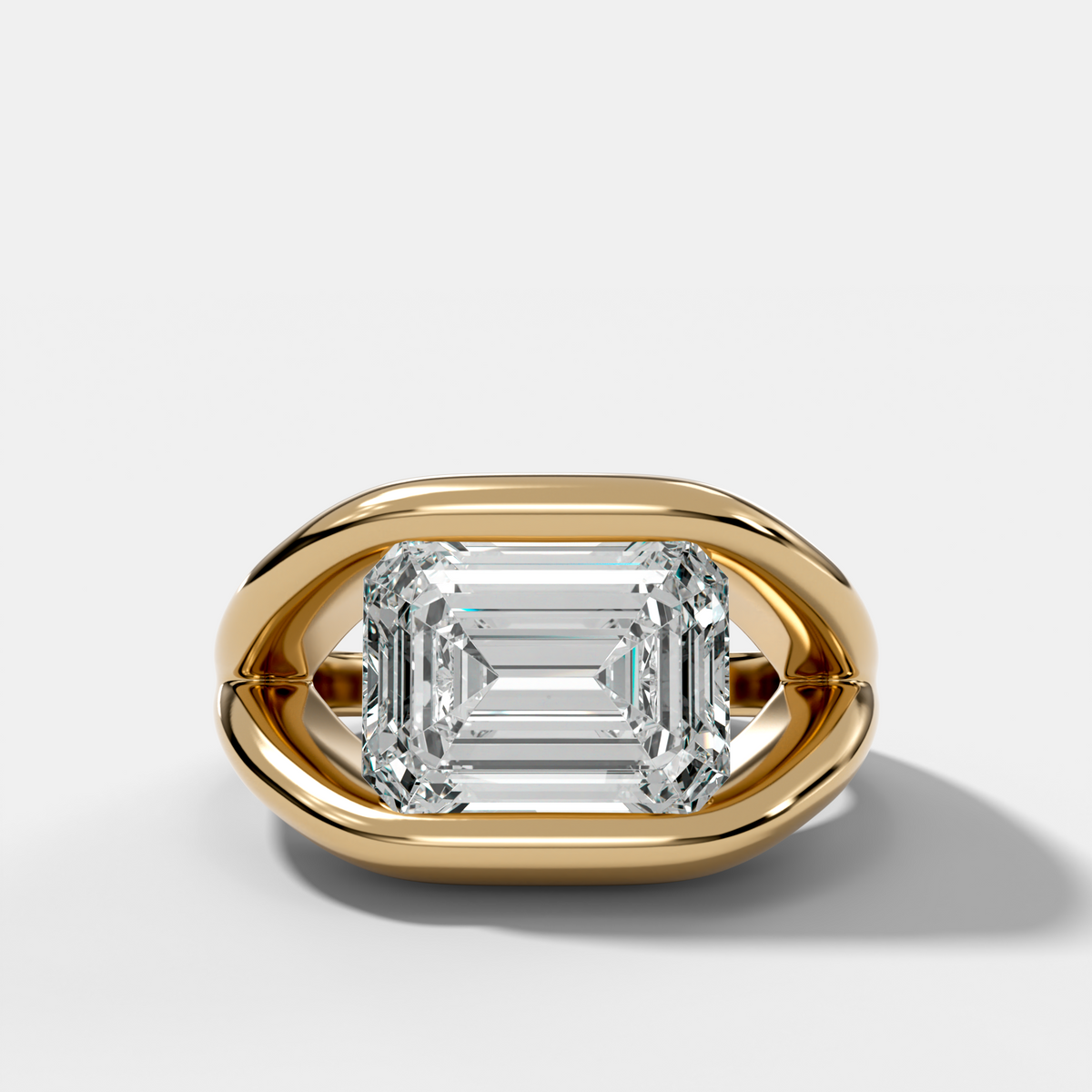 Iris Engagement Ring With East West Emerald Cut Diamond