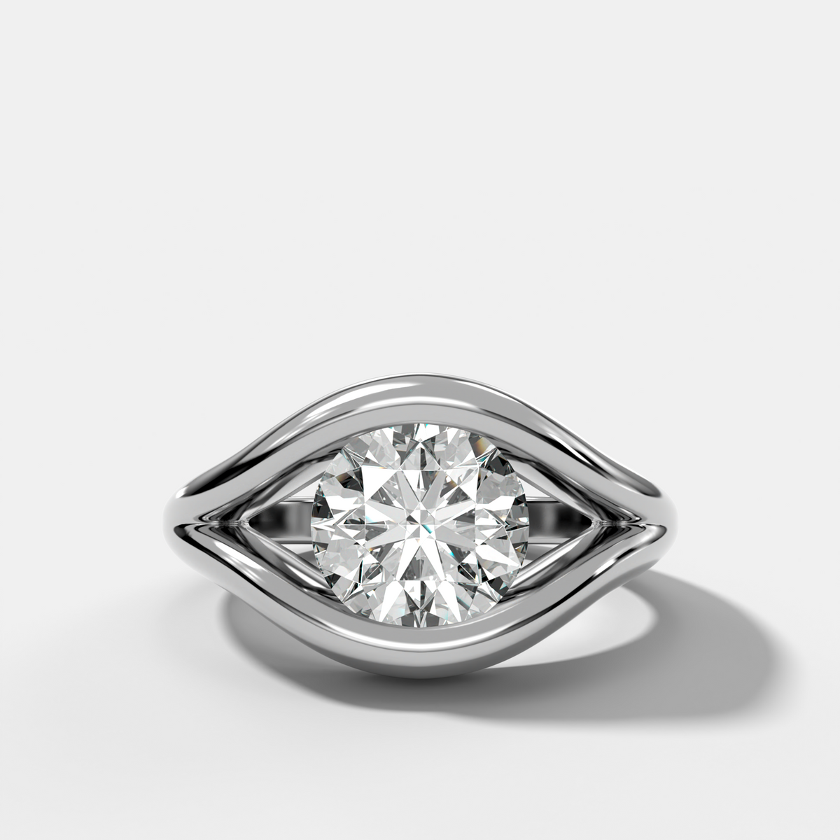 Iris Engagement Ring With a Round Cut Diamond