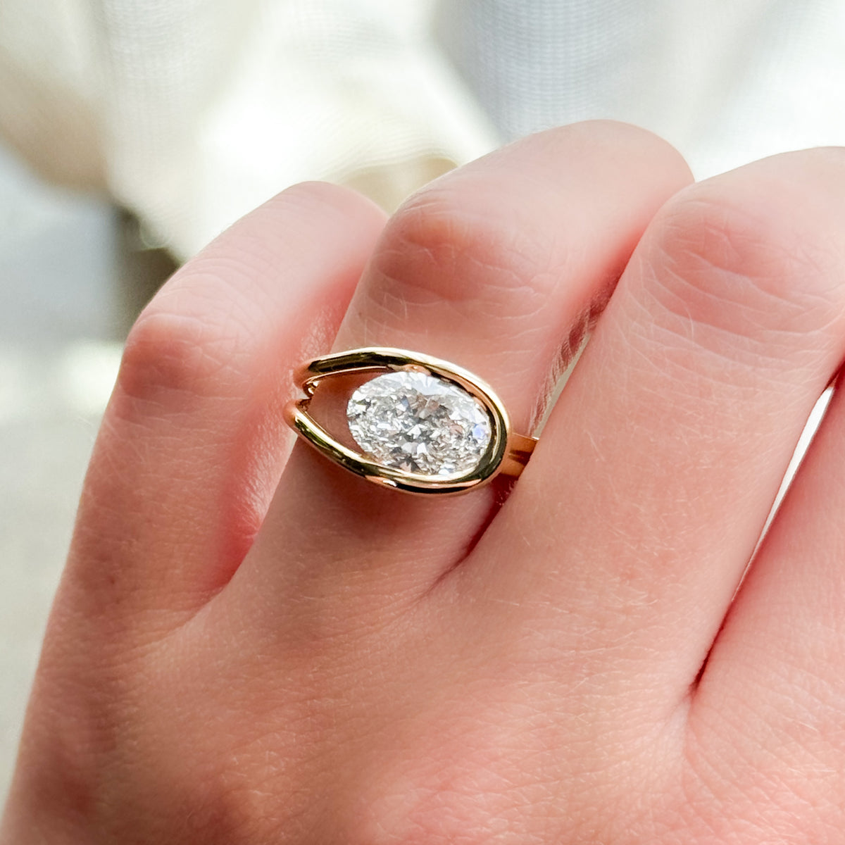 Lasso Engagement Ring with Lab Grown 2.28ct Oval Cut Diamond