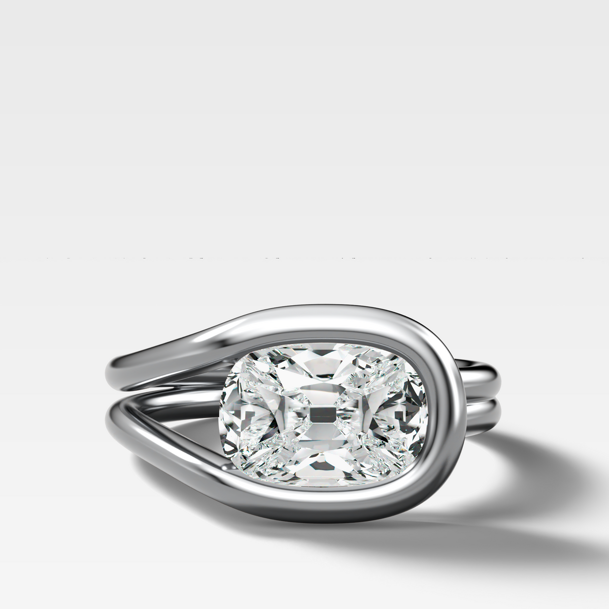 Lasso Engagement Ring with Elongated Old Mine Cut Diamond