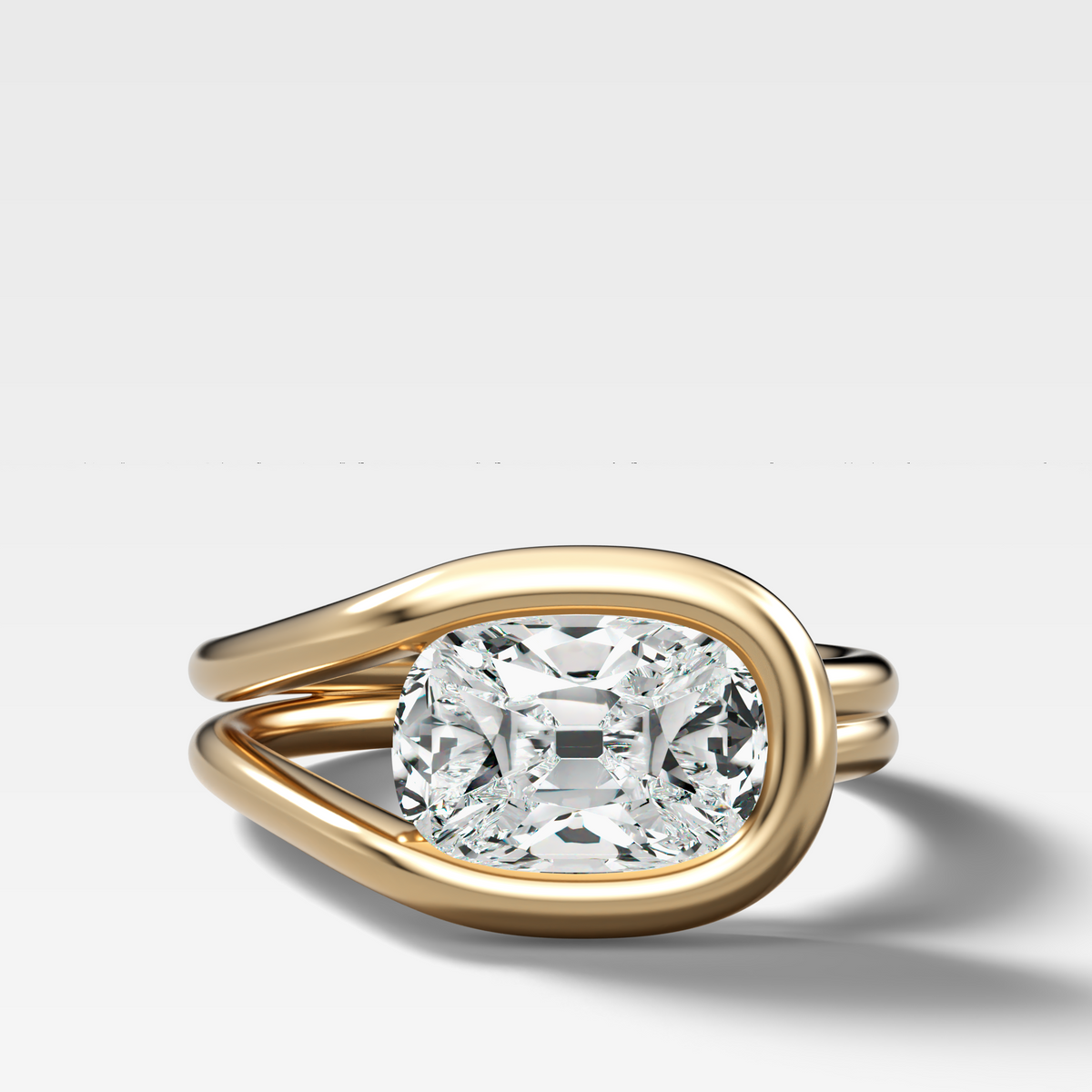 Lasso Engagement Ring with Elongated Old Mine Cut Diamond