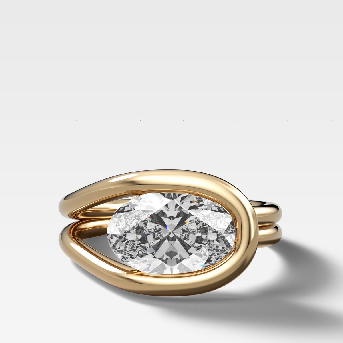 Lasso Engagement Ring with Lab Grown 2.28ct Oval Cut Diamond