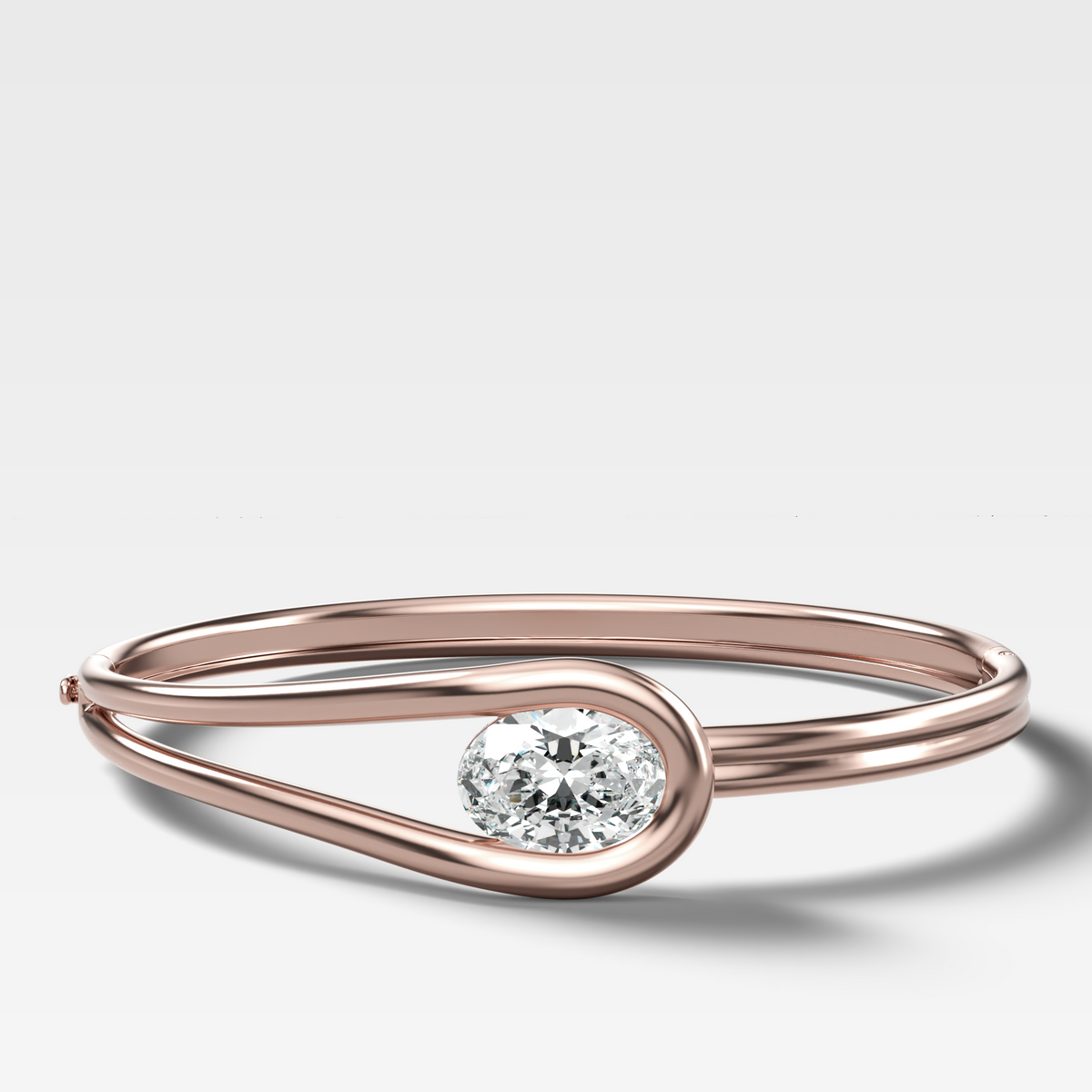 Lasso Bangle with East West Oval Cut Diamond