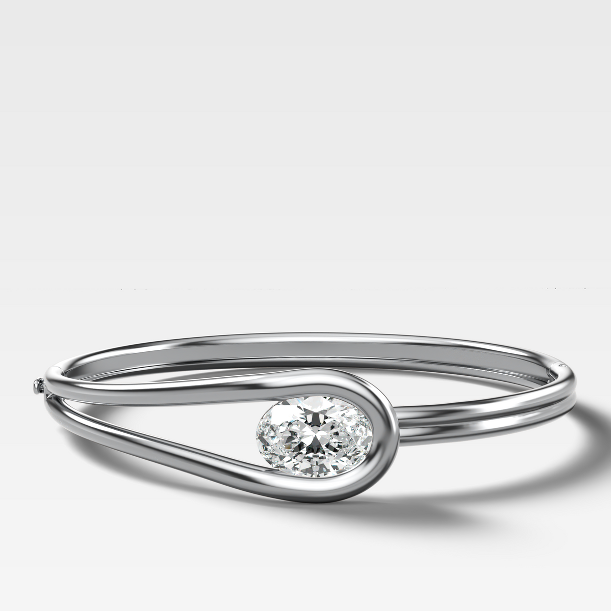 Lasso Bangle with East West Oval Cut Diamond