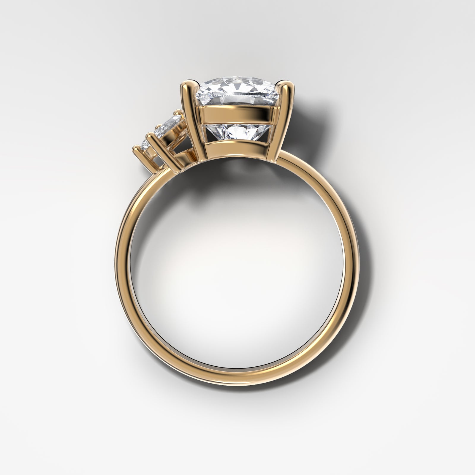 Lotus Engagement Ring With Elongated Cushion Cut by Good Stone in Yellow Gold