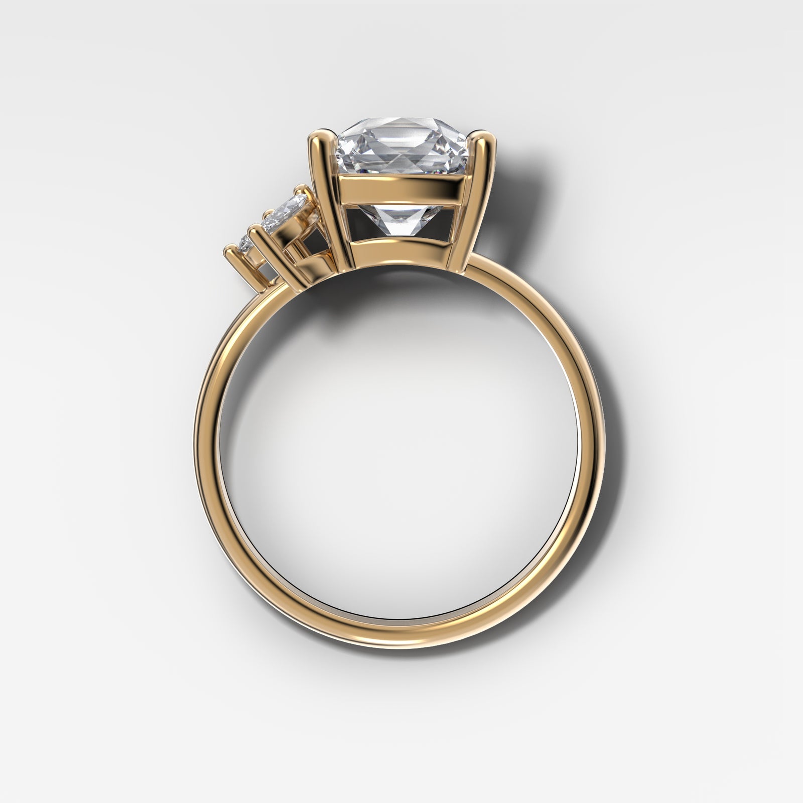 Lotus Engagement Ring With Old Mine Cut by Good Stone in Yellow Gold