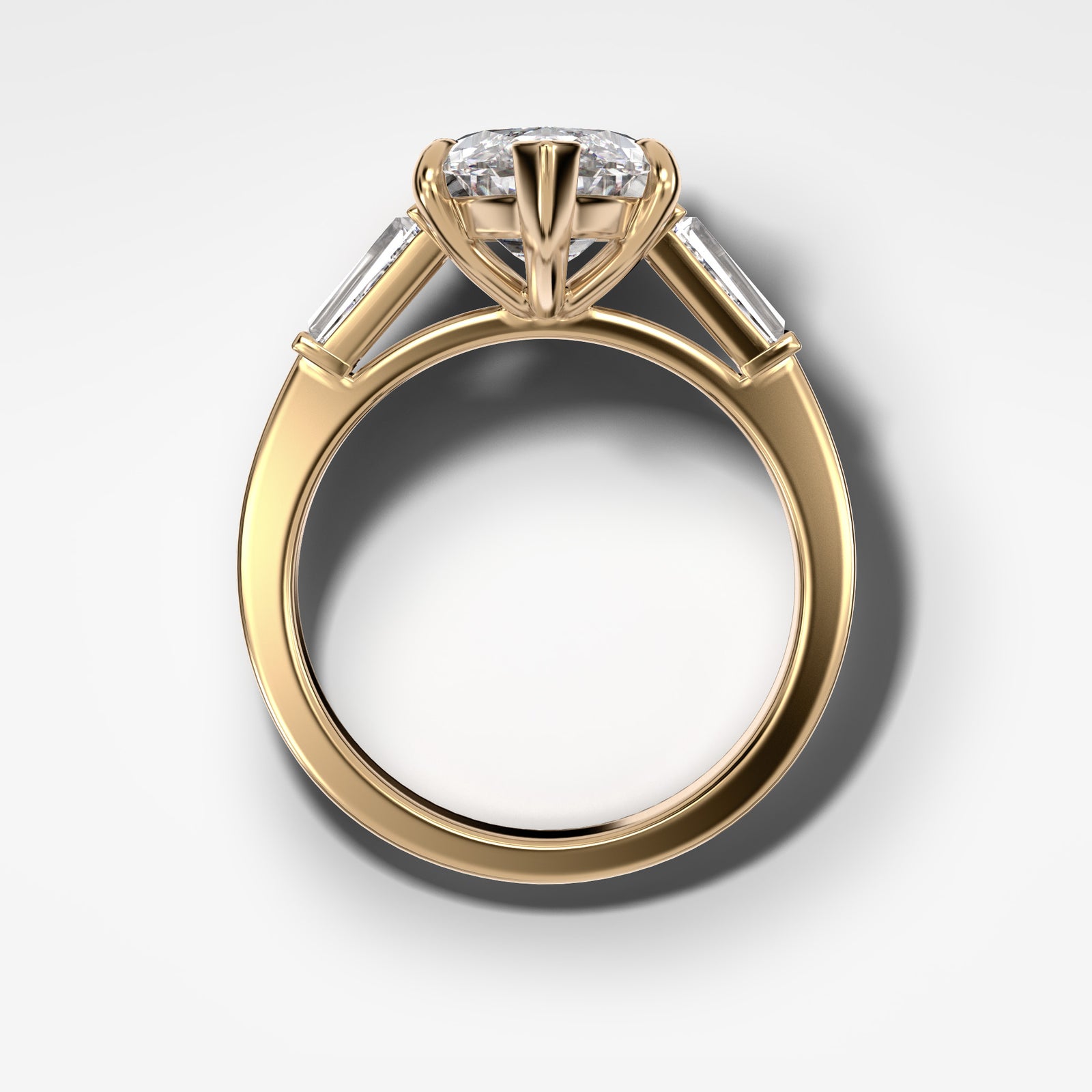 Translunar Tapered Baguette Engagement Ring With Marquise Cut by Good Stone in Yellow Gold
